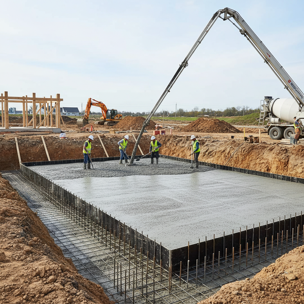 фото Монолитный фундамент: особенности заливки и прочность