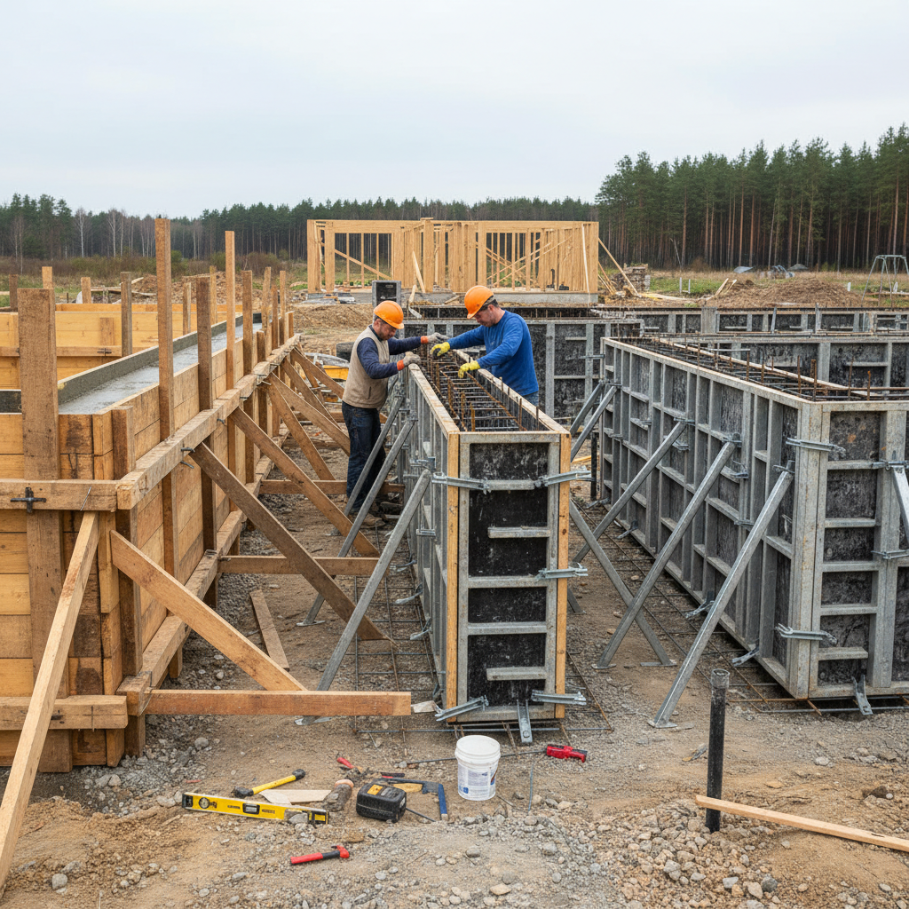 фото Опалубка для фундамента: виды и как собрать своими руками