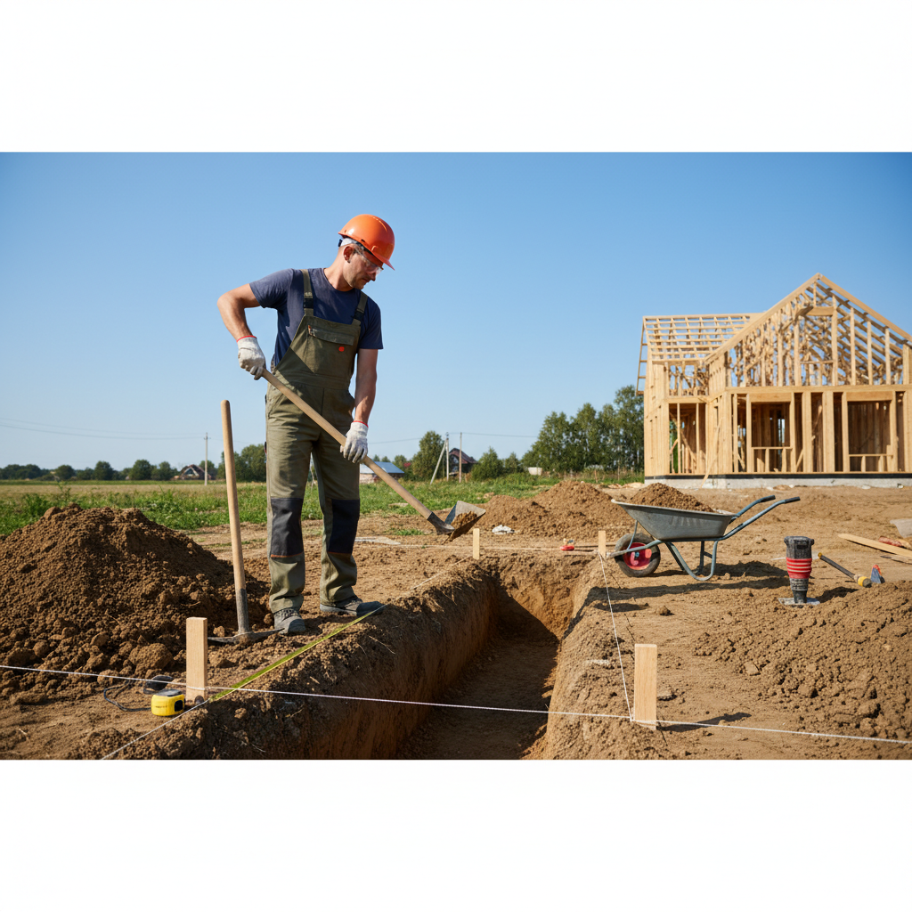 фото Как копать траншею под ленточный фундамент: советы и инструменты